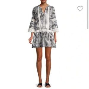 Allison NY Embroidered Boho Drop Waist Dress Tunic size S